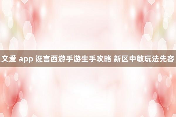 文爱 app 诳言西游手游生手攻略 新区中敏玩法先容