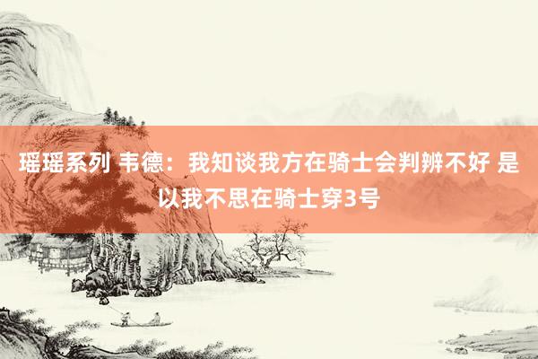 瑶瑶系列 韦德：我知谈我方在骑士会判辨不好 是以我不思在骑士穿3号